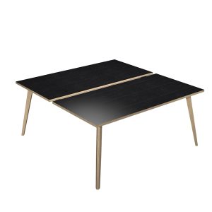 Scrivania Woody a 2 postazioni contrap. - 140 x 166 cm - rovere / nero venato - immagine 1