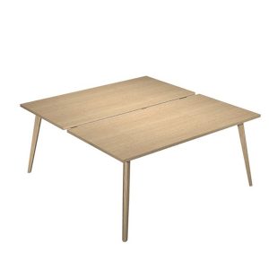 Scrivania Woody a 2 postazioni contrap. - 160 x 166 cm - rovere - immagine 1