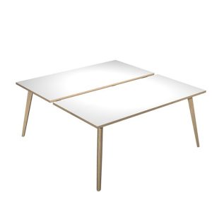 Scrivania Woody a 2 postazioni contrap. - 160 x 166 cm - rovere / bianco - immagine 2