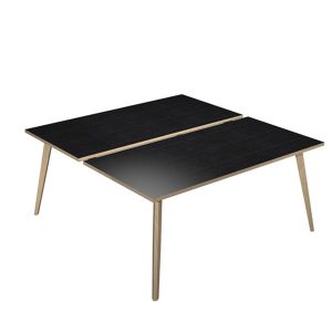 Scrivania Woody a 2 postazioni contrap. - 160 x 166 cm - rovere / nero venato - immagine 1