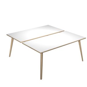 Scrivania Woody a 2 postazioni contrap. - 180 x 166 cm - rovere / bianco - immagine 1