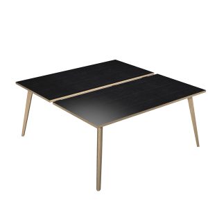 Scrivania Woody a 2 postazioni contrap. - 180 x 166 cm - rovere / nero venato - immagine 1