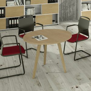 Tavolo riunione tondo Woody - diametro 80 cm - rovere - immagine 2