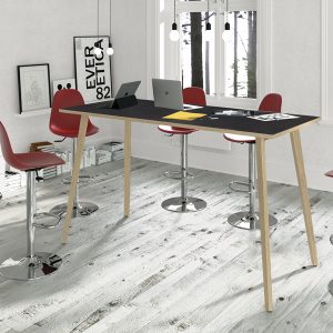 Tavolo rotondo alto Woody - diametro 100 cm - H 105 cm - rovere/nero venato - immagine 2