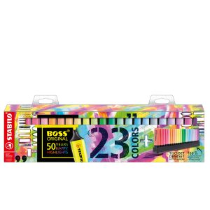 Evidenziatori Boss Original - colori assortiti fluo + pastel - Stabilo - deskset 23 pezzi - immagine 1