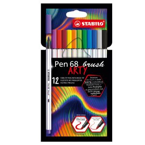 Pennarello Pen 68 Brush Arty Line 568/18 - colori assortiti - Stabilo - astuccio 18 pezzi - immagine 1