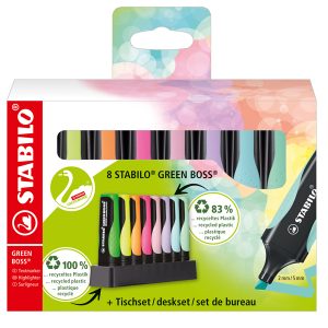 Evidenziatore Stabilo Green Boss - punta a scalpello - tratto 2 - 5mm - colori assortiti - Stabilo - deskset 8 pezzi - immagine 1