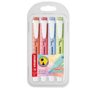 Evidenziatore Swing Cool Pastel - punta scalpello - tratto 1 - 4 mm - colori assortiti - Stabilo - astuccio 4 pezzi - immagine 1