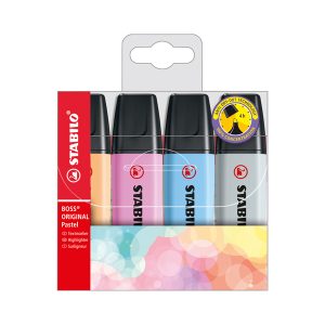 Evidenziatore Stabilo Boss Pastel - colori assortiti - tratto 2 - 5 mm - Stabilo - astuccio 4 pezzi - immagine 1