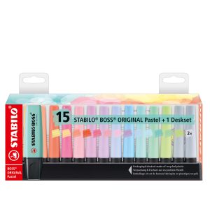 Evidenziatori Stabilo Boss Pastel - colori assortiti - tratto 2 - 5 mm - Stabilo - deskset 15 pezzi - immagine 1