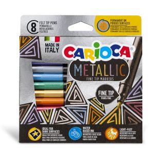 Pennarelli Metallic - punta fine - colori assortiti - Carioca - scatola 8 pezzi - immagine 1