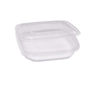 Contenitori in PP - con coperchio incernierato - 21,5 x 21,5 x 3,4 cm - Europack - pack 50 pezzi - immagine 1