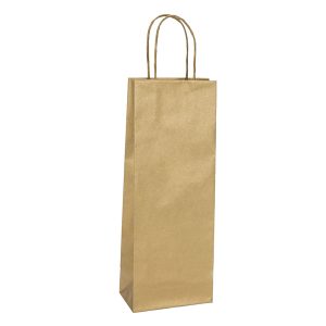 Portabottiglie BARBERA - maniglie cordino - 14 x 9 x 38 cm - carta biokraft - oro - Mainetti Bags - conf. 20 pezzi - immagine 1