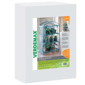 Serra Azalea - 3 ripiani - 70 x 50 x 125 cm - acciaio verniciato/PVC - verde/trasparente - Verdemax - immagine 1
