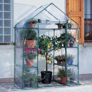 Serra Ibicus - 8 ripiani - 140 x 73 x 200 cm - acciaio verniciato/PVC - verde/trasparente - Verdemax - immagine 2