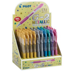 Roller gel scatto G-2 - 0,7 mm - colori assortiti metallic - Pilot - Display 60 pezzi - immagine 1