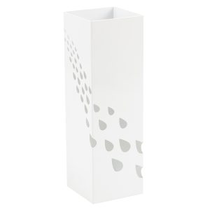 Portaombrelli - 15,5 x 15,5 x 49 cm - metallo verniciato - fantasia gocce - bianco - King collection - immagine 1