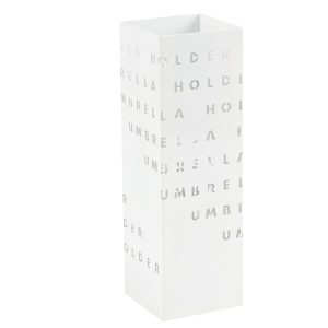 Portaombrelli - 15,5 x 15,5 x 49 cm - metallo verniciato - fantasia lettere - bianco - King collection - immagine 1