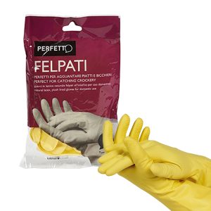 Guanti in lattice - felpati - taglia S/6 - giallo - Perfetto - blister 2 pezzi - immagine 1