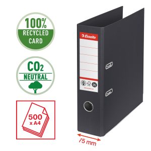 Registratore a leva - CO2 neutral - dorso 75 mm - nero - Esselte - immagine 2