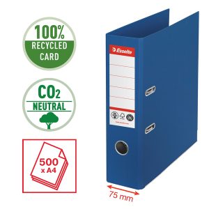 Registratore a leva - CO2 neutral - A4 - dorso 75 mm - blu - Esselte - immagine 2