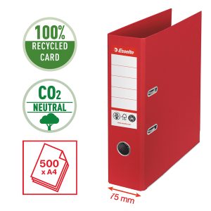 Registratore a leva - CO2 neutral - A4 - dorso 75 mm - rosso - Esselte - immagine 2