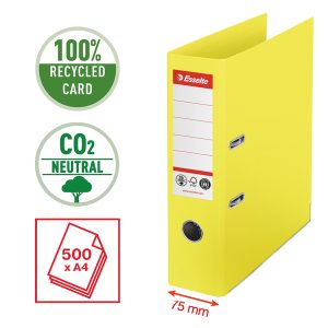 Registratore a leva - CO2 neutral - A4 - dorso 75 mm - giallo - Esselte - immagine 2