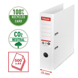 Registratore a leva - CO2 neutral - A4 - dorso 75 mm - bianco - Esselte - immagine 2