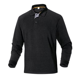 Polo a maniche lunghe Turino - 100% cotone - taglia L - nero - Deltaplus - immagine 1