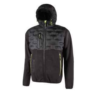 Giacca ibrida Spock- idrorepellente - taglia L - nero/giallo - U-Power - immagine 1