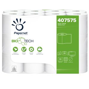 Carta igienica classica BioTech - 180 strappi - 2 veli - 19,80 mt - Papernet - conf. 24 rotoli - immagine 1