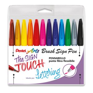 Pennarello Brush Sign Pen - colori assortiti - Pentel - conf. 12 pezzi - immagine 1