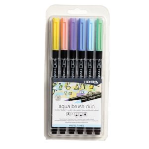 Pennarello Aqua Brush Duo - colori pastel - Lyra - conf. 6 pezzi - immagine 1