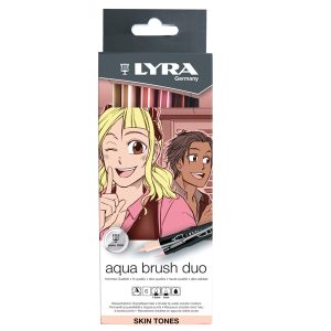 Pennarello Aqua Brush Duo - skin tones - Lyra - conf. 6 pezzi - immagine 1