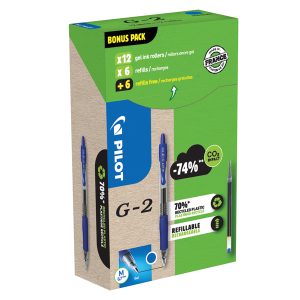 Penna roller gel scatto G-2 - punta 0,7 mm - 12 refill inclusi - blu - Pilot - conf. 12 pezzi - immagine 1
