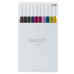 Fineliner Emott - tratto 0.4 mm - colori assortiti calmtone dark - Uni Mitsubishi - conf. 10 pezzi - immagine 1