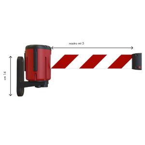 Kit testina Rondo Tensa - nastro estensibile 5 m - rosso/bianco - con fissaggio magnetico - Studio T - immagine 1
