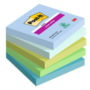 Blocco Post-it Super Sticky - 654-5SS-OAS - 76 x 76 mm - colori Oasis -  90 fogli - Post-it - conf. 5 pezzi - immagine 1