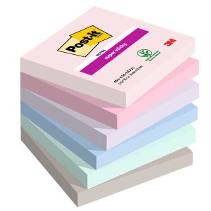 Blocco Post-it Super Sticky - 654-6SS-SOUL - 76 x 76 mm - colori Soulful - 90 fogli - Post-it - conf. 6 pezzi - immagine 1