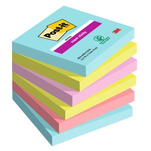 Blocco Post it® Super Sticky - 654-6SS-COS - 76 x 76 mm - colori Cosmic - 90 fogli - Post it® - conf. 6 pezzi - immagine 1