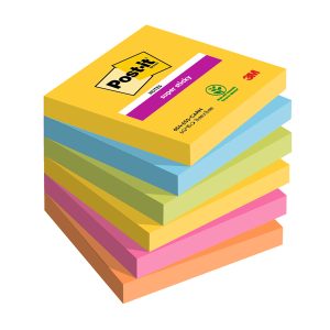 Blocco Post it® Super Sticky - 654-6SS-CARN - 76 x 76 mm - colori Carnival - 90 fogli - Post it® - conf- 6 pezzi - immagine 1