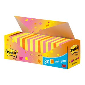 Blocco foglietti Post-it Super Sticky - 654-NP24 - 76 x 76 mm - colori assortiti - 100 fogli - Post-it - conf. 24 blocchi - immagine 1