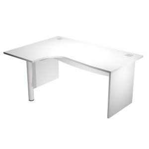 Scrivania compact Agorà - fianco sx melaminico - L160 x P120/80/60 x H73 cm - con supporto metallico - bianco - immagine 1
