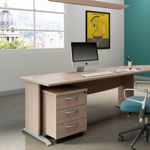 Scrivania Operativa Agorà Basic - fianchi a L melaminico - 140 x 80 x H 73 cm - rovere - immagine 2