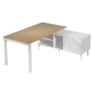 Scrivania Agorà - con mobile di servizio portante - 145 x 140 x L 72,5 cm - rovere - Artexport - immagine 1