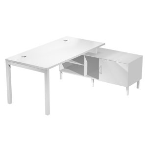 Scrivania Agorà - con mobile di servizio portante - 185 x 140 x L 72,5 cm - bianco - Artexport - immagine 1
