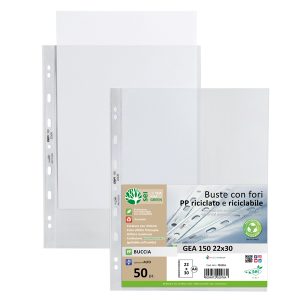 Buste forate Gea 150 - PP riciclato - buccia pesante - 22 x 30 cm - Sei rota - conf. 50 pezzi - immagine 1