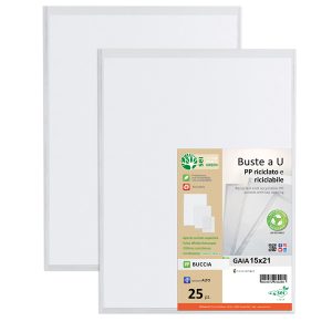 Buste a U Gaia - PP riciclato - buccia - 15 x 21 cm - Sei rota - conf. 25 pezzi - immagine 1