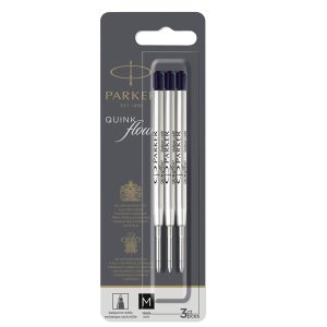 Refill sfera QuinkFlow - punta media - metallo - nero - Parker - blister 3 pezzi - immagine 1