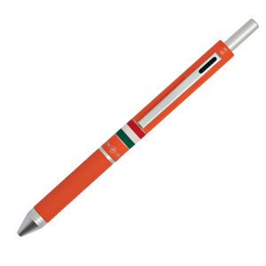Penna a sfera a scatto multifunzione - fusto verde arancione gommato Italia - Osama - immagine 2